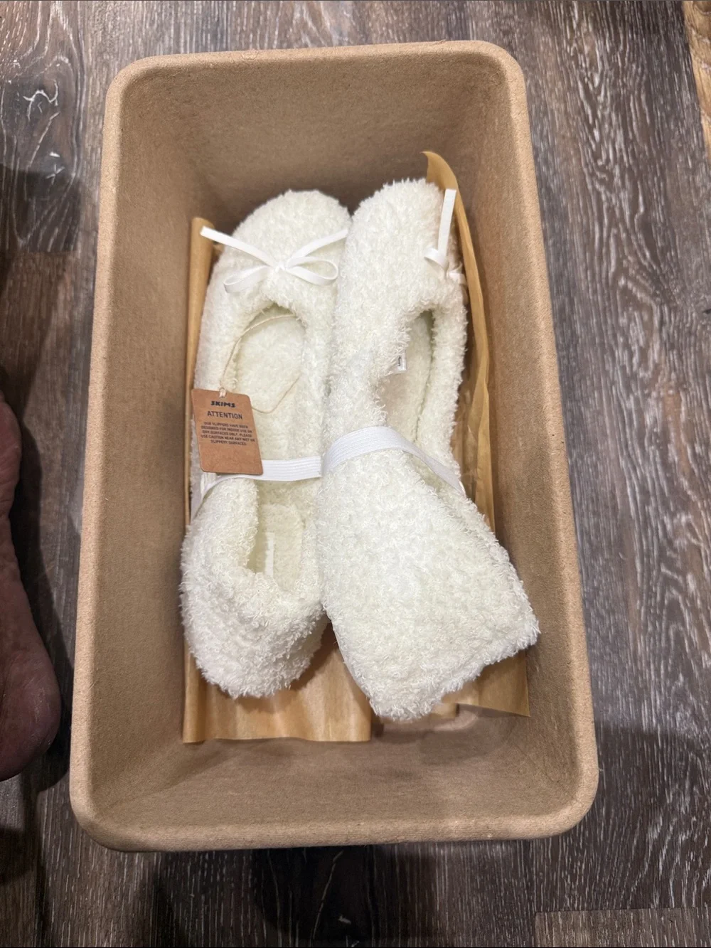 SKIMS Cream Fuzzy Spa Ballet Slippers
